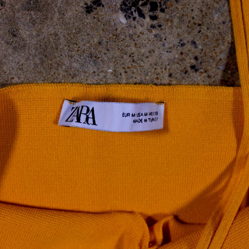 Zara Knit Keyhole Halter Crop Top Bright Orange Size M - Picture 2 of 4